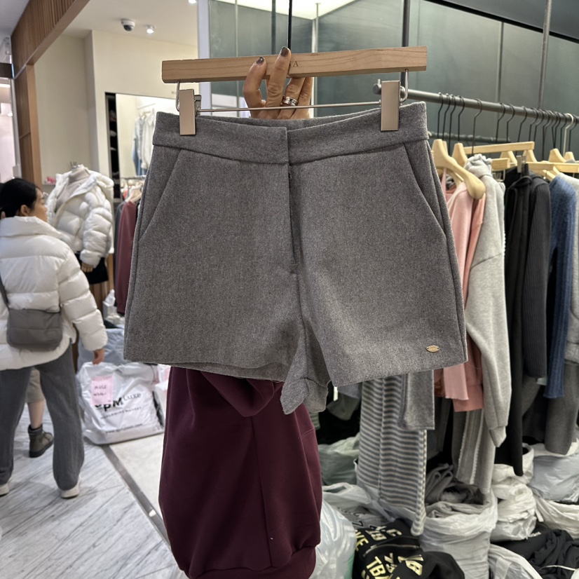 UNA/THE MAY東大門㊣實拍女裝新款休閑人氣熱賣25秋冬短褲羊毛THEMAY/UNA短褲圖色1