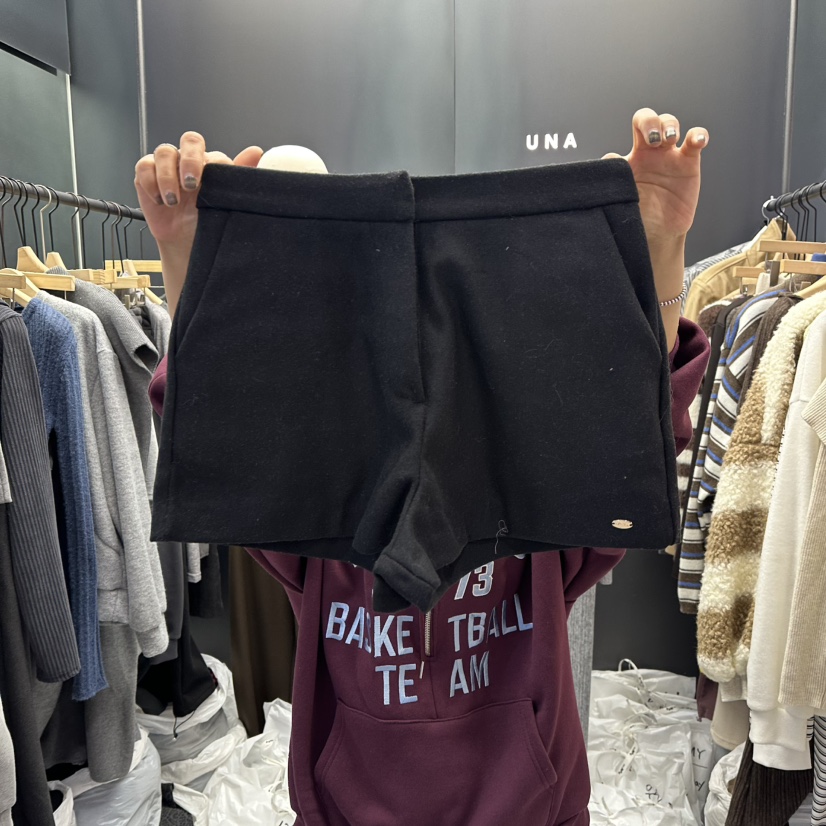 UNA/THE MAY東大門㊣實拍女裝新款休閑人氣熱賣25秋冬短褲羊毛THEMAY/UNA短褲圖色2