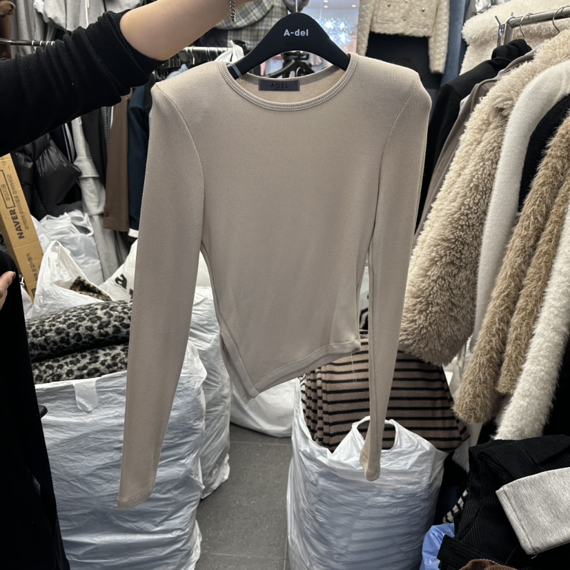 A-DEL東大門㊣實拍女裝新款職業休閑人氣熱賣時尚推薦長袖T恤A-DEL長袖T恤圖色1