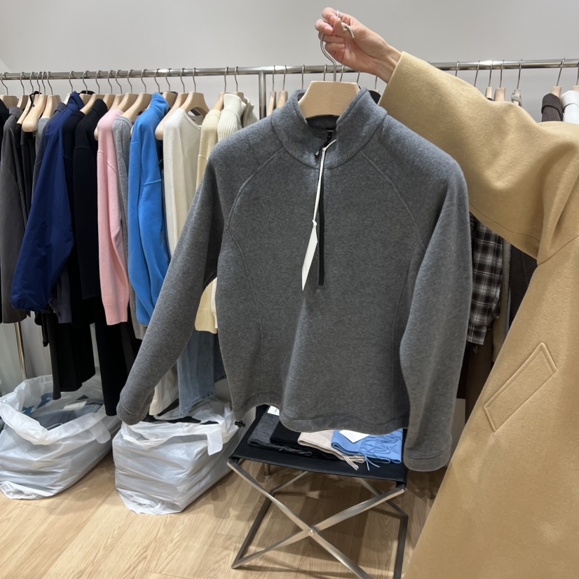 HAUS-A東大門㊣實拍女士新品25秋冬熱賣時尚休閑衛衣抓絨拉鏈HAUSWOMEN衛衣圖色1