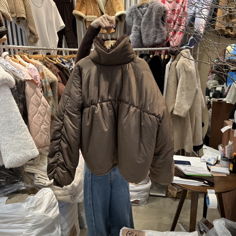 MIENNE東大門㊣代購女士新款推薦休閑25秋冬短款棉服加絨皮草MIENNE短款棉服