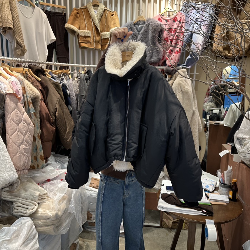 MIENNE東大門㊣代購女士新款推薦休閑25秋冬短款棉服加絨皮草MIENNE短款棉服圖色2