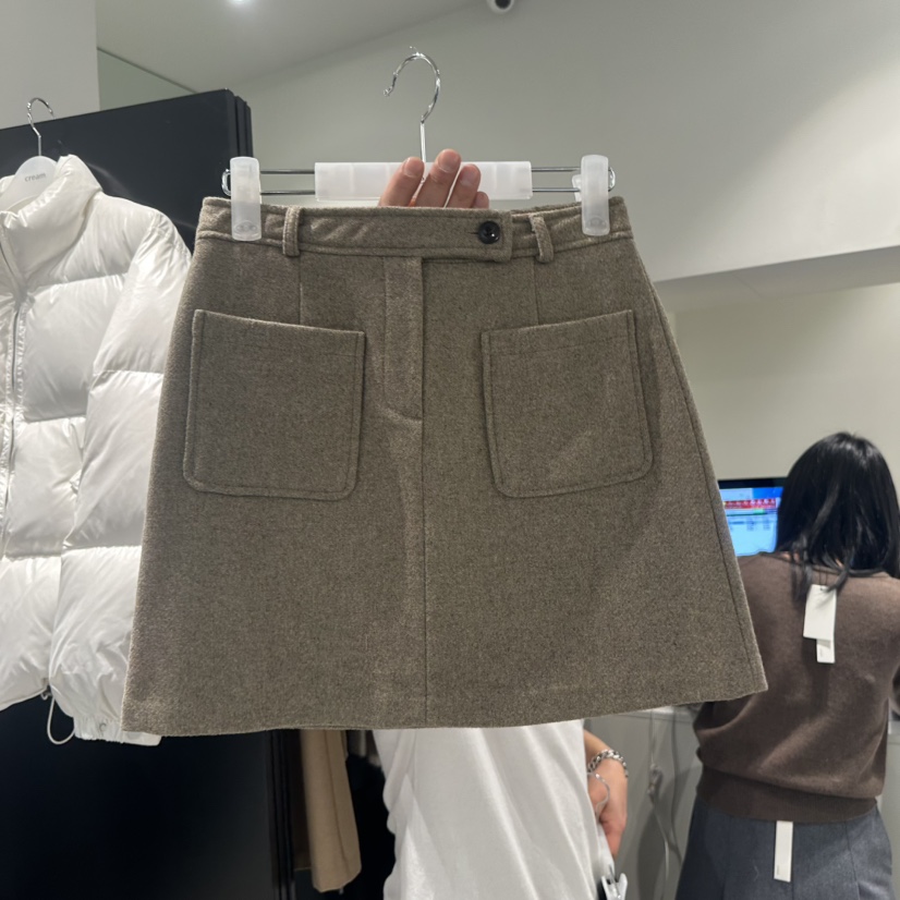CREAM-P韓國直郵㊣女裝新款職業熱賣25秋冬時尚推薦短裙口袋CREAM-P短裙圖色1