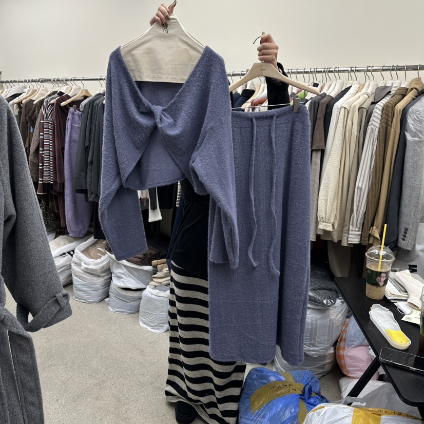 AMOEBA韓國直郵㊣女士新款25秋冬推薦休閑職業套裝安哥拉套裝AMOEBA套裝圖色1