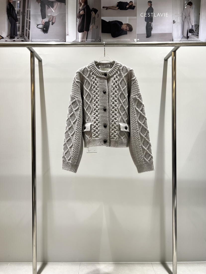 CESTLAVIE韓國代購㊣女裝新款休閑25秋冬熱賣推薦毛衣羊毛開衫CESTLAVIE毛衣圖色2