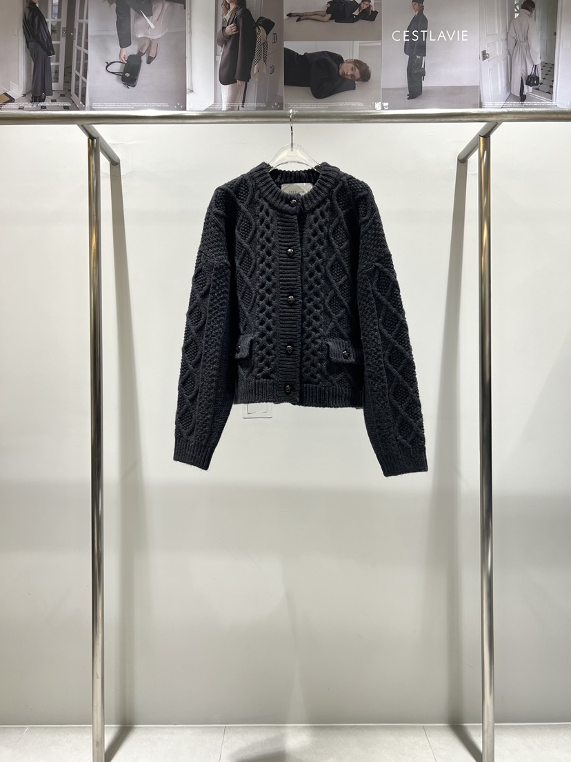 CESTLAVIE韓國代購㊣女裝新款休閑25秋冬熱賣推薦毛衣羊毛開衫CESTLAVIE毛衣圖色3