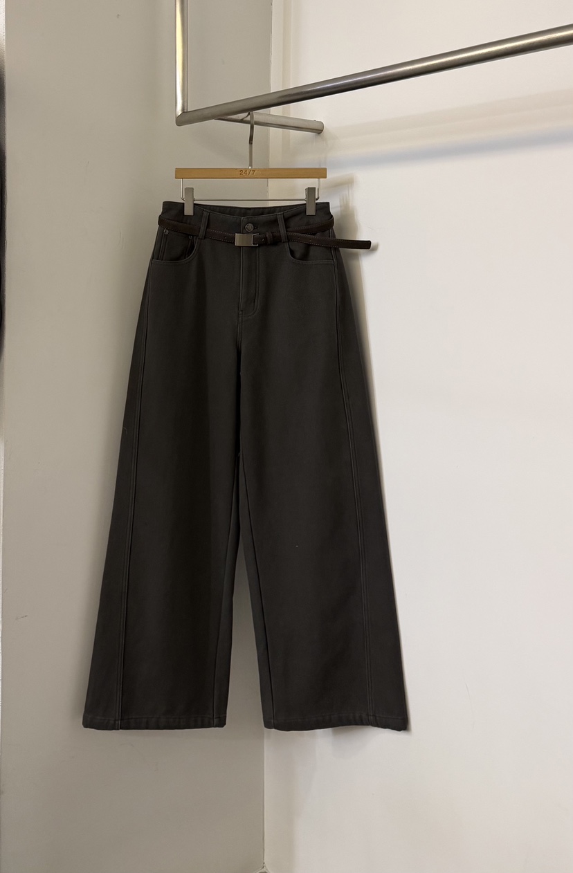 TWENTY FOUR SEVEN24-7東大門㊣代購女士新款推薦休閑褲含腰帶TEWNTY FOUR SEVEN24-7休閑褲圖色2墨色