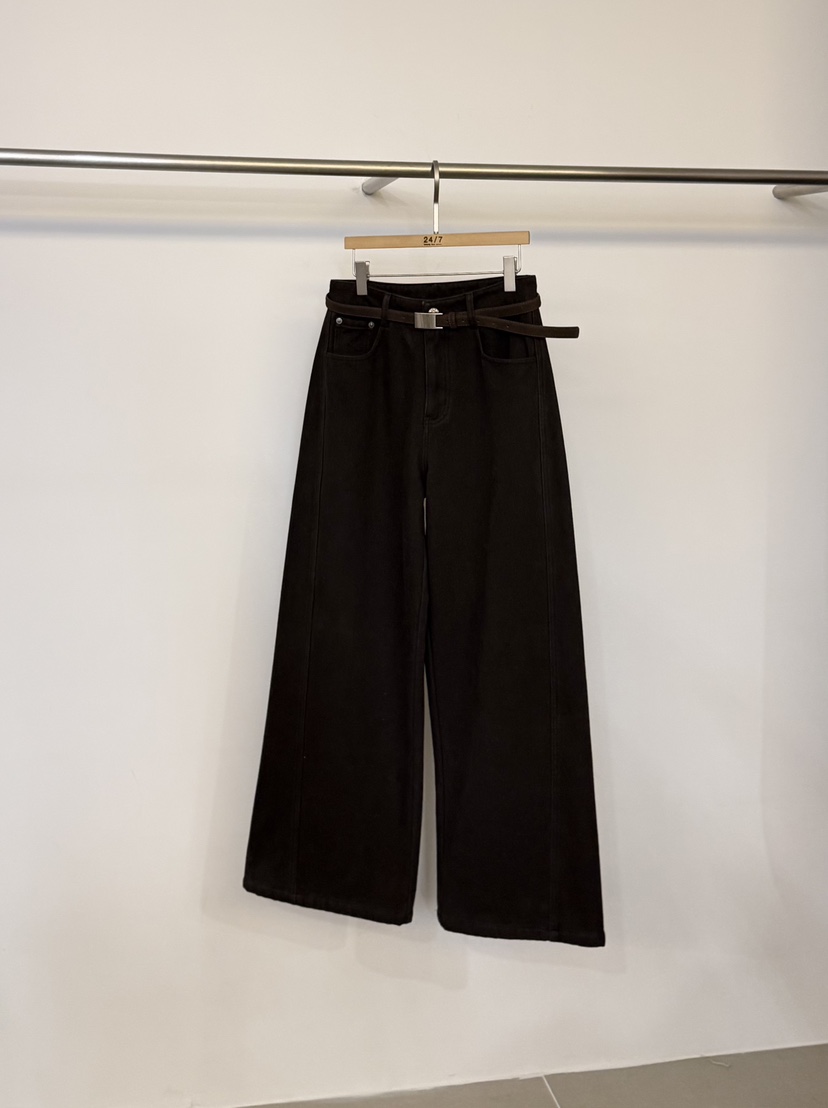 TWENTY FOUR SEVEN24-7東大門㊣代購女士新款推薦休閑褲含腰帶TEWNTY FOUR SEVEN24-7休閑褲圖色3黑色