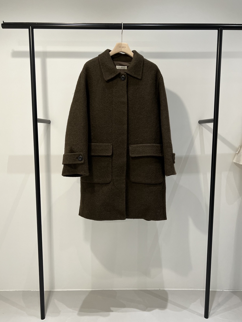 CLAFO韓國直郵㊣女士新品休閑人氣時尚職業熱賣中長款大衣羊駝CLAFO中長款大衣圖色2