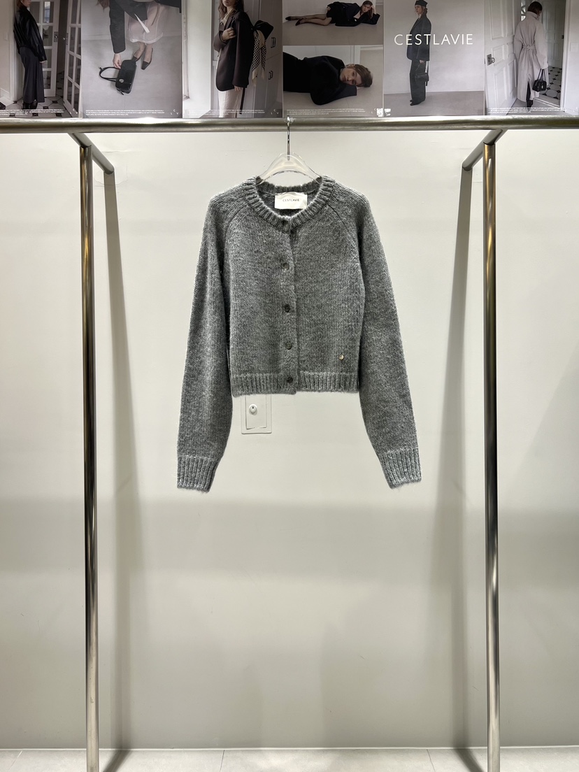 CESTLAVIE東大門㊣實拍女裝新品時尚25秋冬針織衫馬海毛圓領開衫CESTLAVIE針織衫圖色1