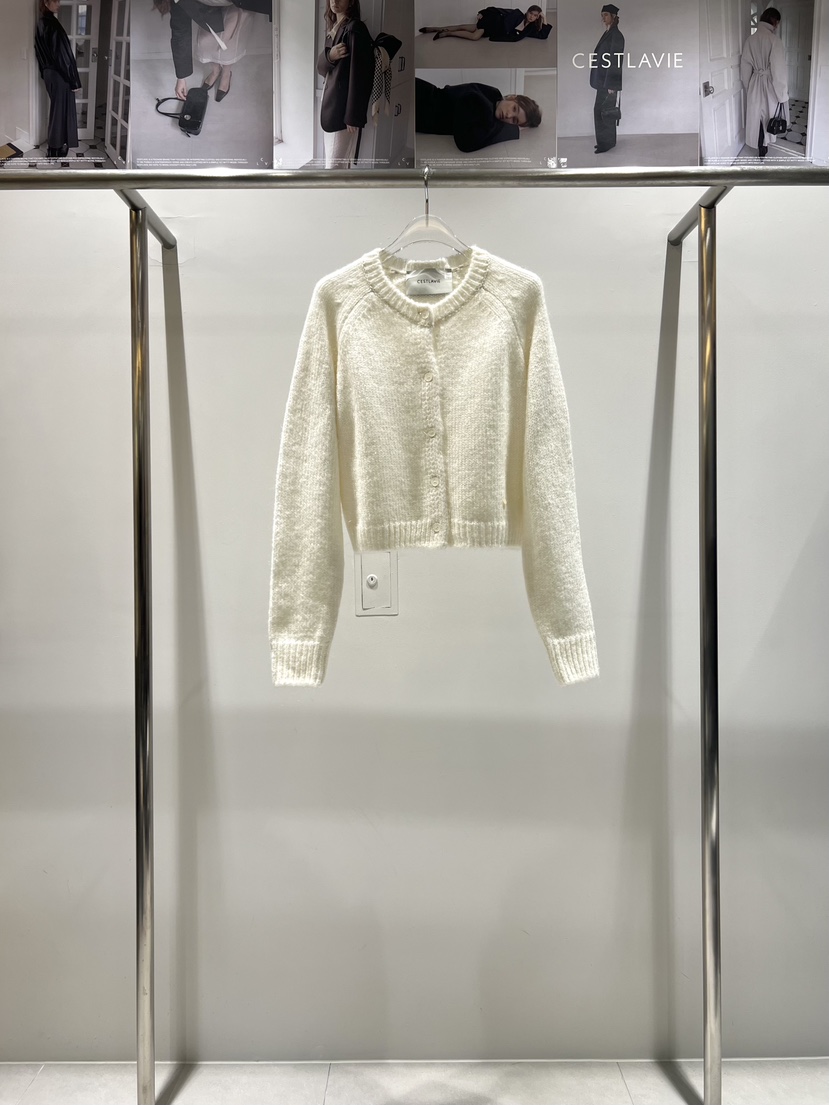 CESTLAVIE東大門㊣實拍女裝新品時尚25秋冬針織衫馬海毛圓領開衫CESTLAVIE針織衫圖色3