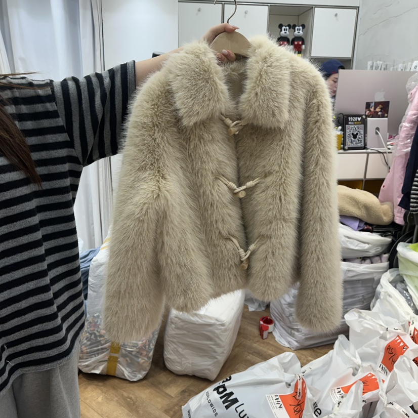 DE LINE東大門㊣實拍女裝新品25秋冬休閑推薦短款大衣皮草DE LINE短款大衣圖色1