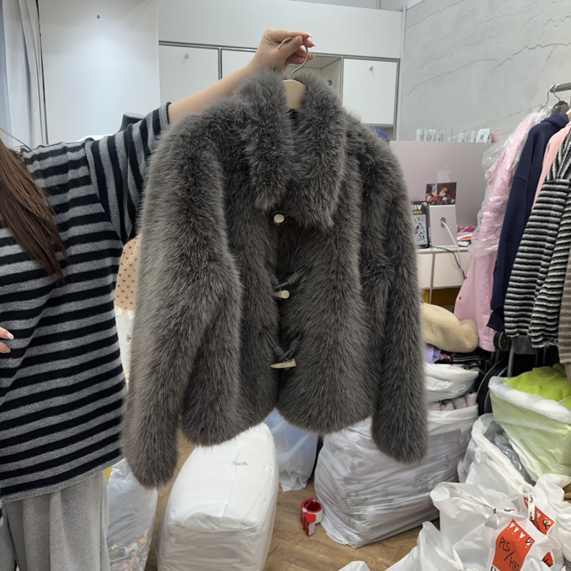 DE LINE東大門㊣實拍女裝新品25秋冬休閑推薦短款大衣皮草DE LINE短款大衣圖色2