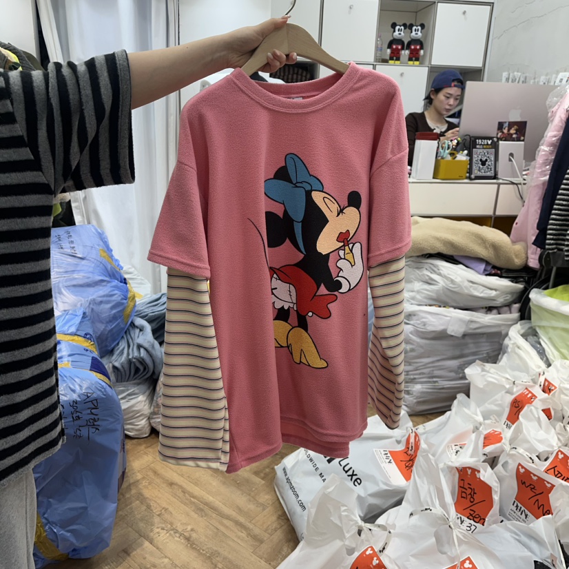 DE LINE東大門㊣實拍女裝新品推薦時尚休閑職業長袖T恤加絨DE LINE長袖T恤圖色1