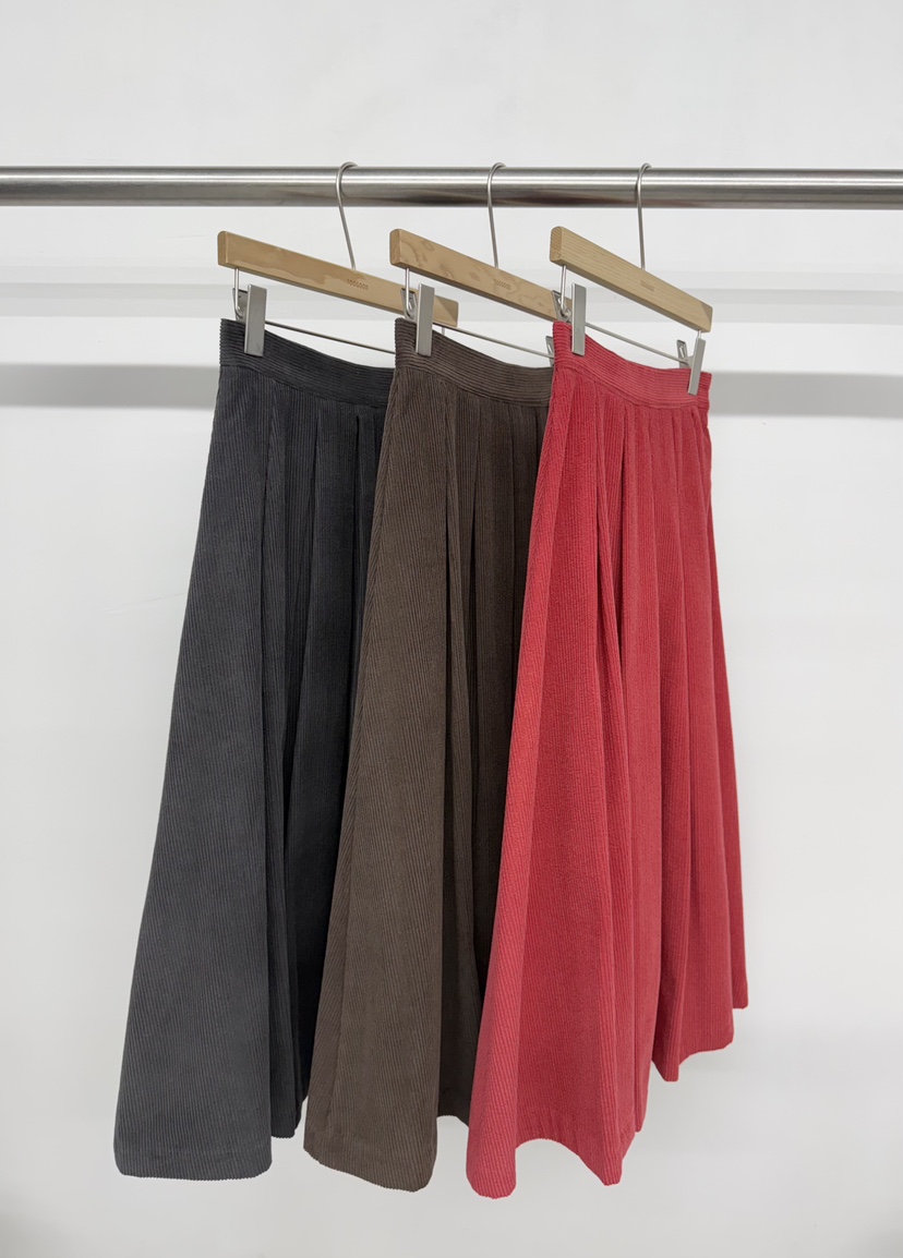 TOOGOOD東大門㊣代購女裝新款推薦25秋冬長裙燈芯絨百褶褶裙TOOGOOD長裙