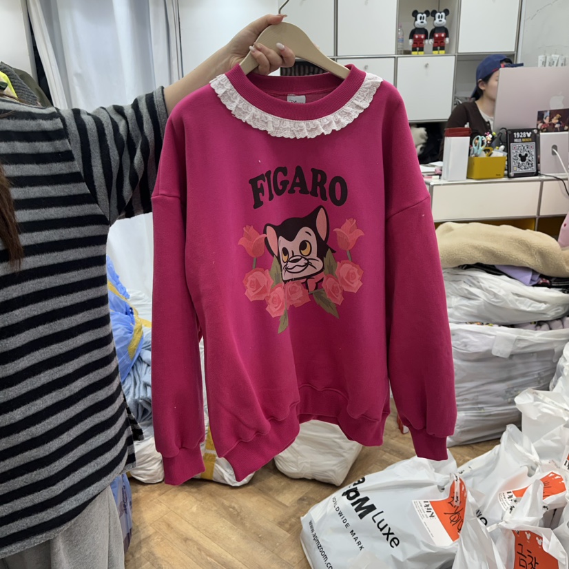 DE LINE韓國代購㊣女士新品時尚人氣職業熱賣25秋冬衛衣加絨DE LINE衛衣圖色1