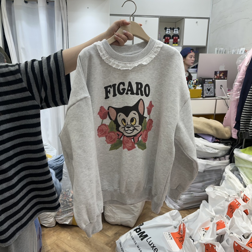 DE LINE韓國代購㊣女士新品時尚人氣職業熱賣25秋冬衛衣加絨DE LINE衛衣圖色2