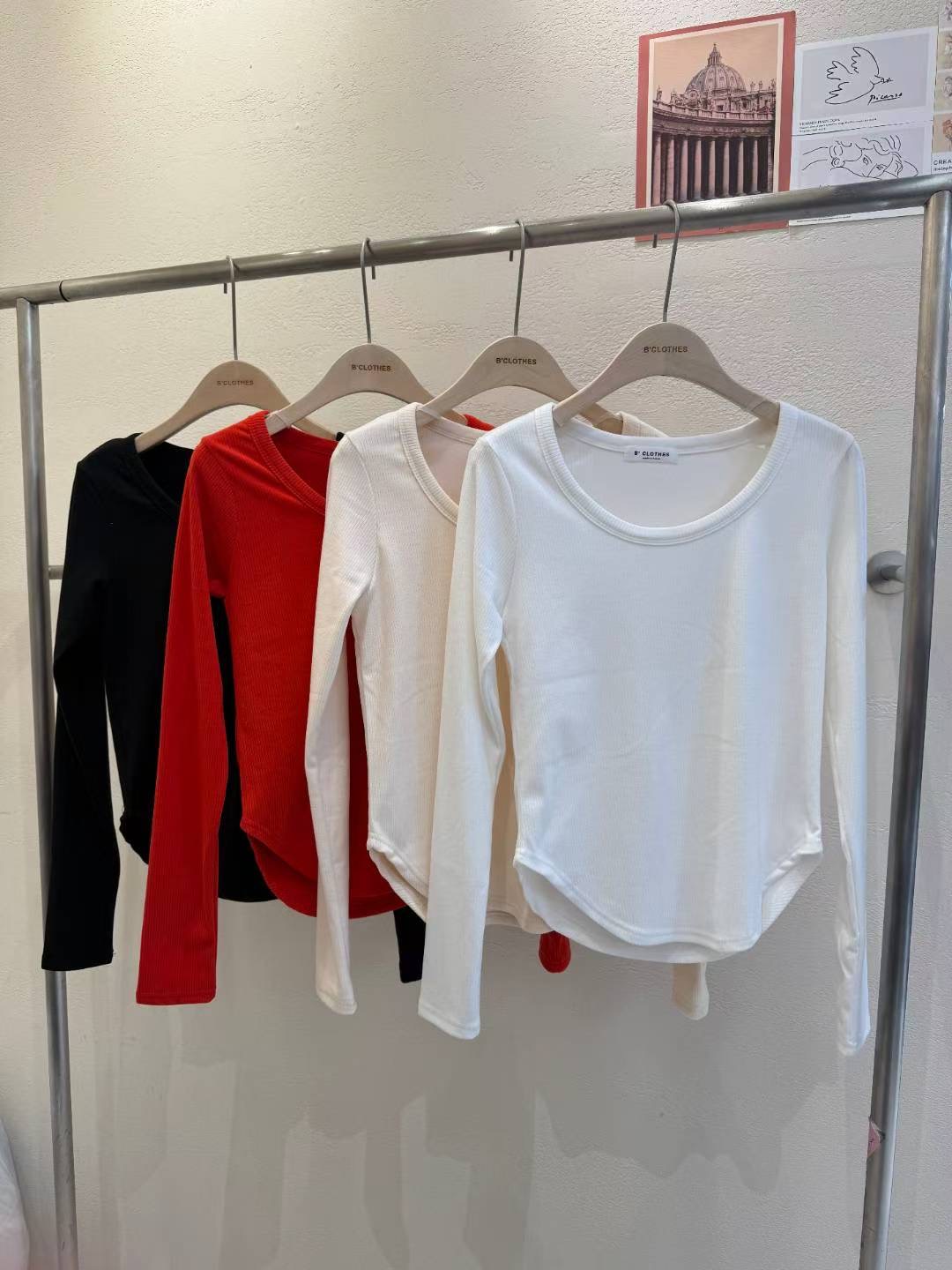 BCLOTHES-비클로스-T韓國直郵㊣女士新品熱賣真品長袖T恤B'CLOTHES長袖T恤圖色3左三色