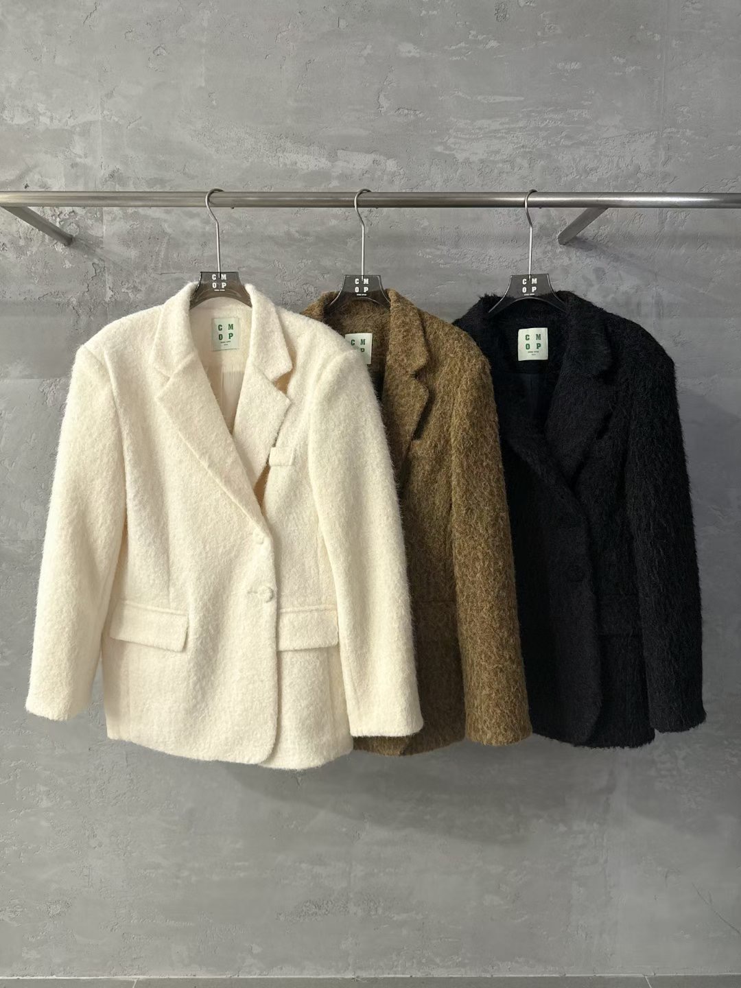 HAPER韓國代購㊣女裝新品熱賣時尚25秋冬職業真品中長款大衣HAPER中長款大衣圖色3左三色