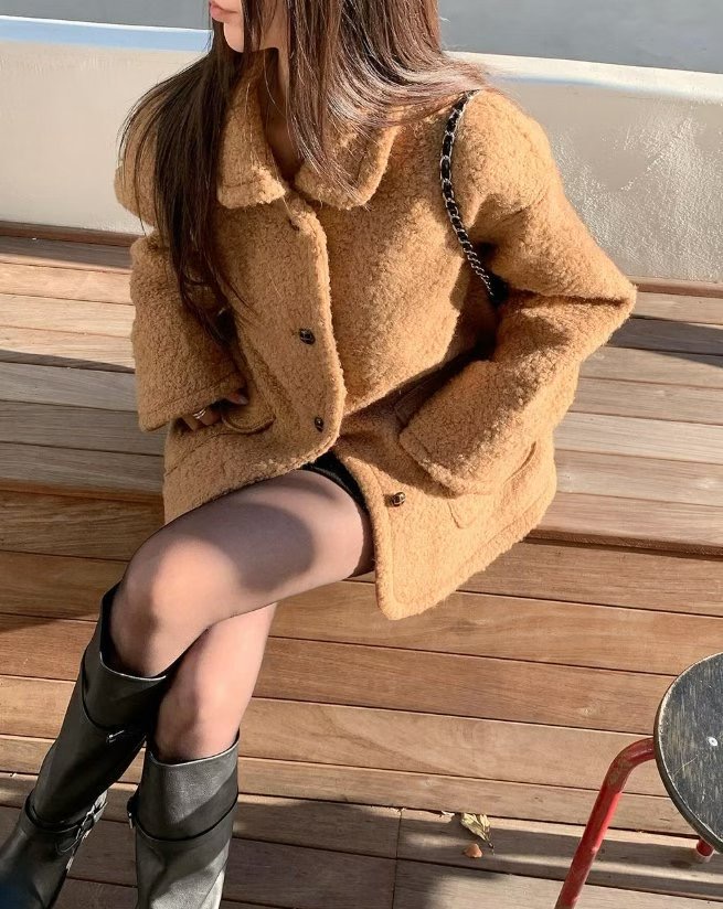 HAPER東大門㊣直郵女裝新款熱賣休閑25秋冬人氣職業短款大衣HAPER短款大衣圖色1