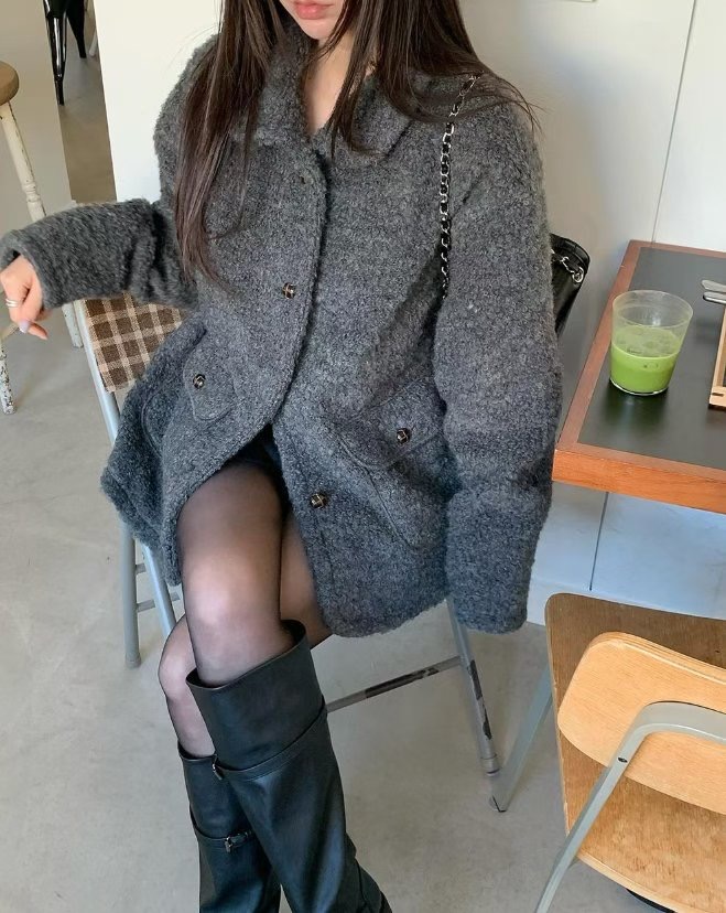 HAPER東大門㊣直郵女裝新款熱賣休閑25秋冬人氣職業短款大衣HAPER短款大衣圖色2