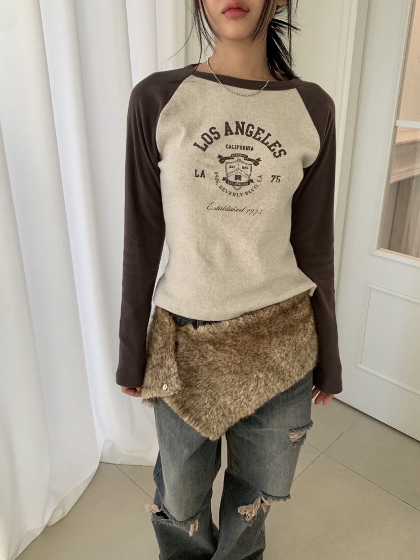 SUNDER MARKET東大門㊣直郵女裝新品職業25秋冬休閑長袖T恤SUNDER MARKET長袖T恤