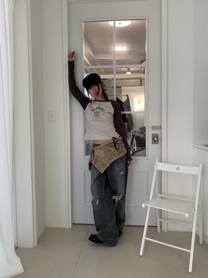 SUNDER MARKET東大門㊣直郵女裝新品職業25秋冬休閑長袖T恤SUNDER MARKET長袖T恤