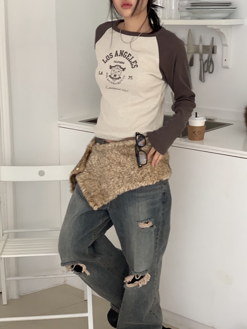 SUNDER MARKET東大門㊣直郵女裝新品職業25秋冬休閑長袖T恤SUNDER MARKET長袖T恤