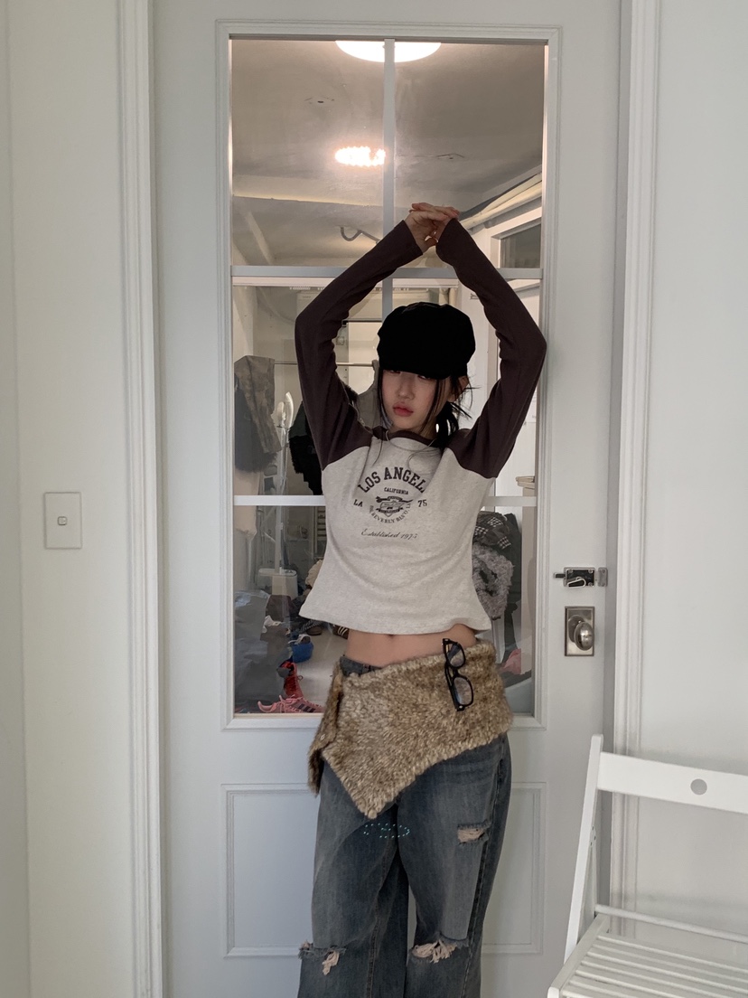 SUNDER MARKET東大門㊣直郵女裝新品職業25秋冬休閑長袖T恤SUNDER MARKET長袖T恤