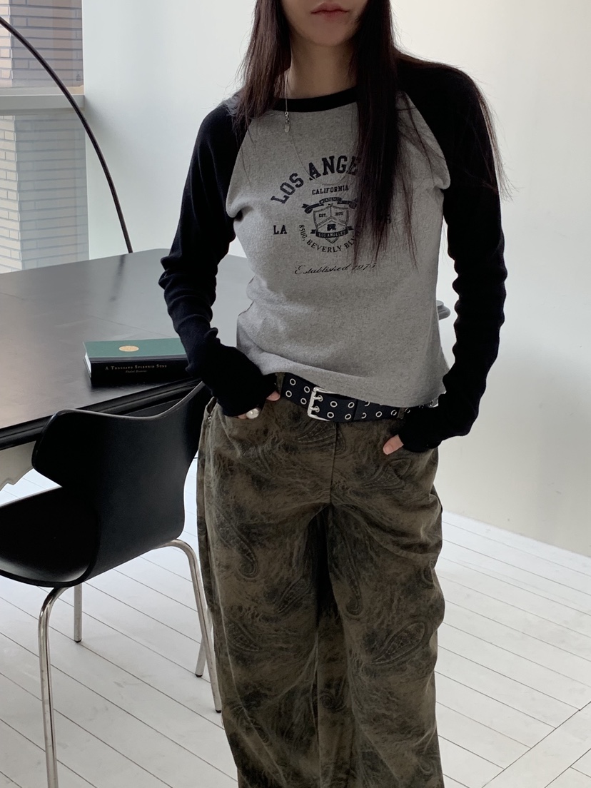 SUNDER MARKET東大門㊣直郵女裝新品職業25秋冬休閑長袖T恤SUNDER MARKET長袖T恤