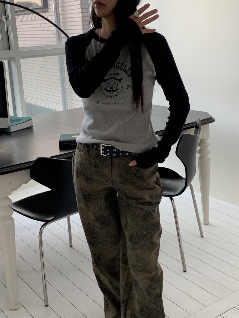 SUNDER MARKET東大門㊣直郵女裝新品職業25秋冬休閑長袖T恤SUNDER MARKET長袖T恤