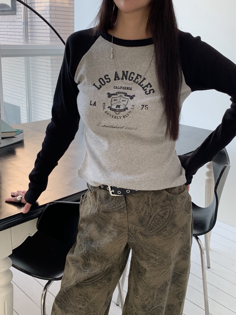 SUNDER MARKET東大門㊣直郵女裝新品職業25秋冬休閑長袖T恤SUNDER MARKET長袖T恤