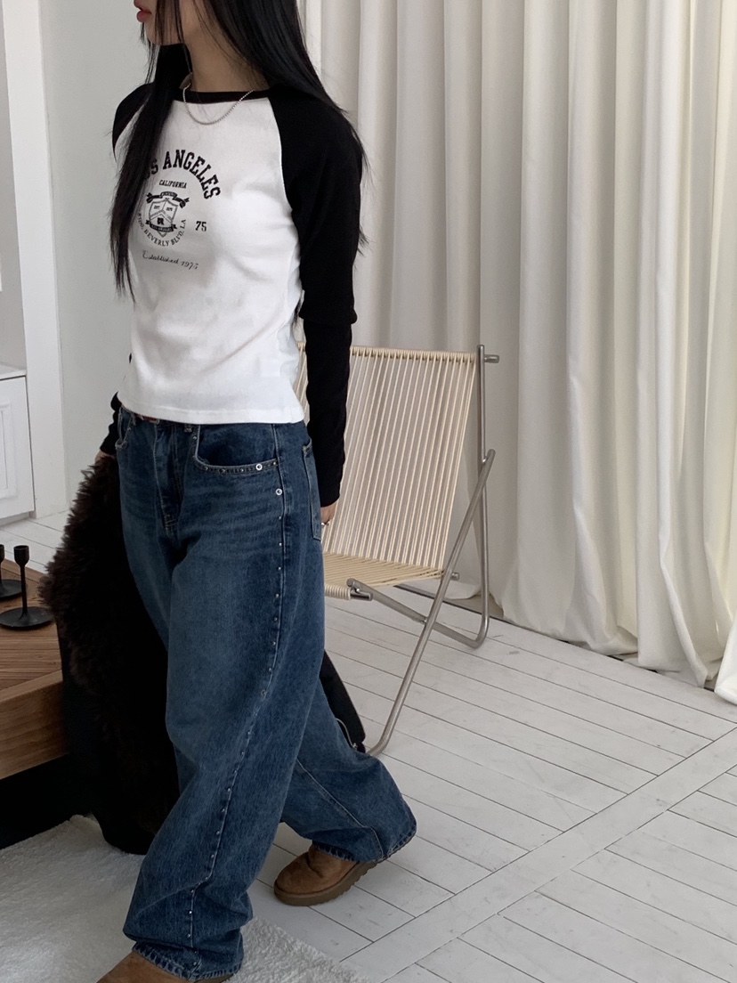 SUNDER MARKET東大門㊣直郵女裝新品職業25秋冬休閑長袖T恤SUNDER MARKET長袖T恤