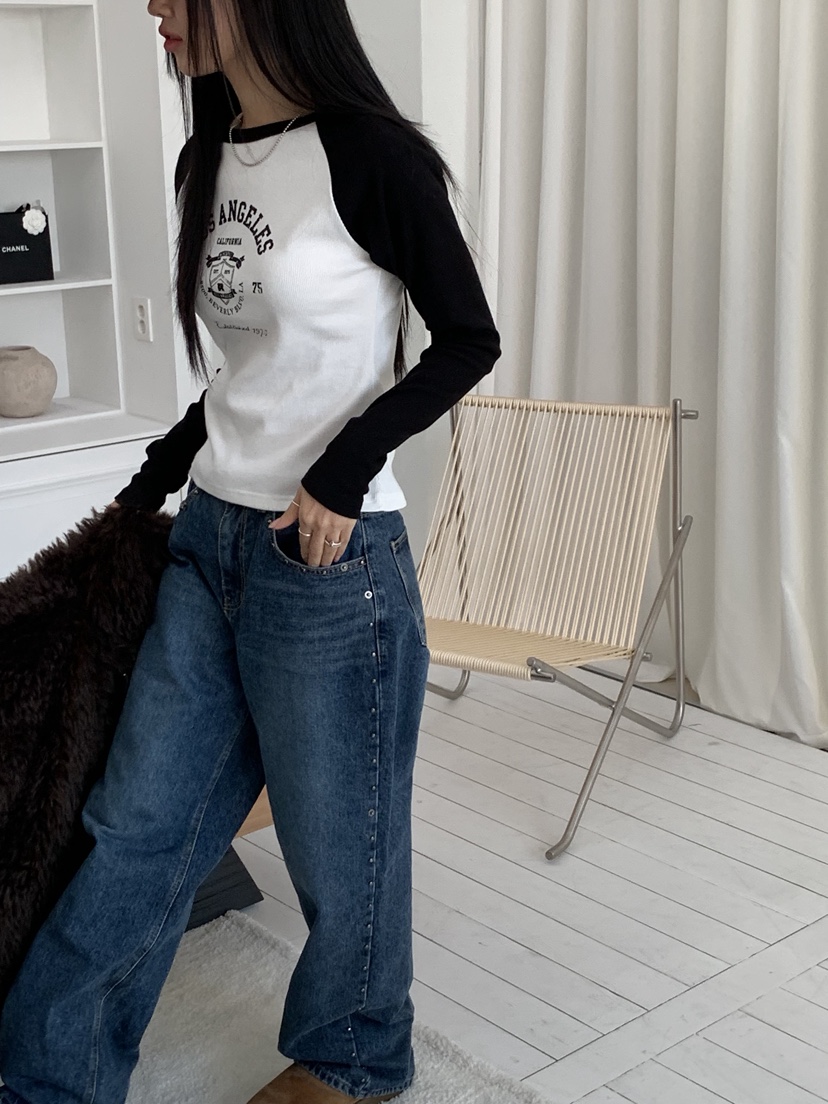 SUNDER MARKET東大門㊣直郵女裝新品職業25秋冬休閑長袖T恤SUNDER MARKET長袖T恤