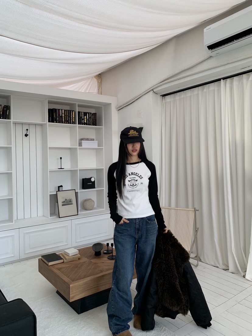 SUNDER MARKET東大門㊣直郵女裝新品職業25秋冬休閑長袖T恤SUNDER MARKET長袖T恤