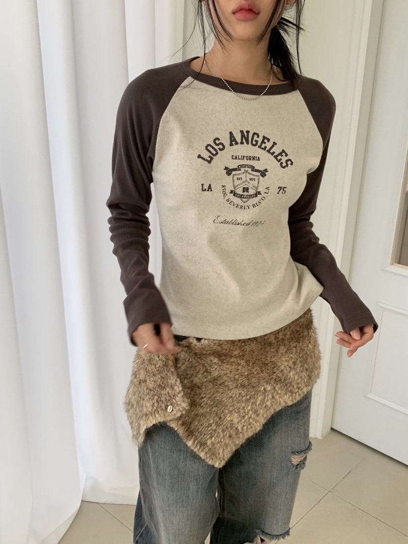 SUNDER MARKET東大門㊣直郵女裝新品職業25秋冬休閑長袖T恤SUNDER MARKET長袖T恤圖色1