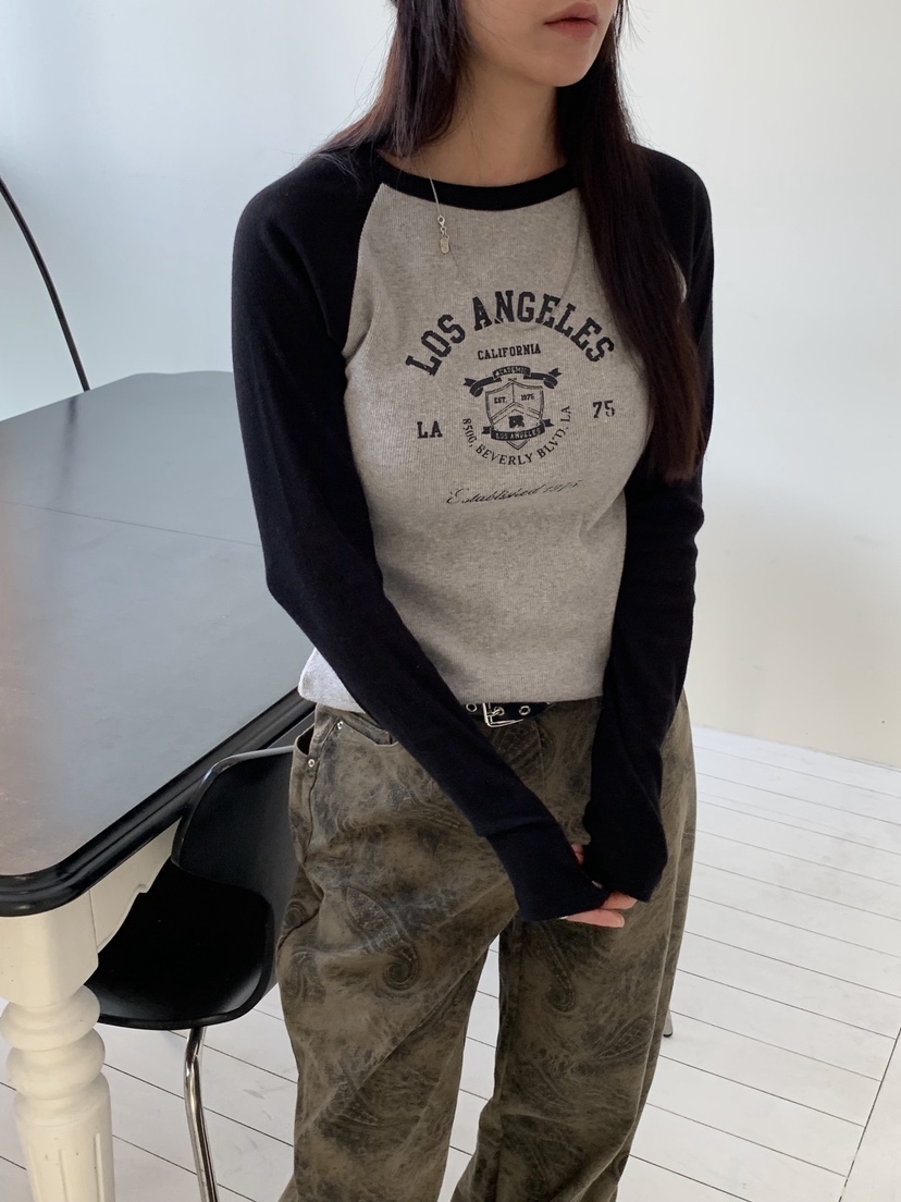 SUNDER MARKET東大門㊣直郵女裝新品職業25秋冬休閑長袖T恤SUNDER MARKET長袖T恤圖色2