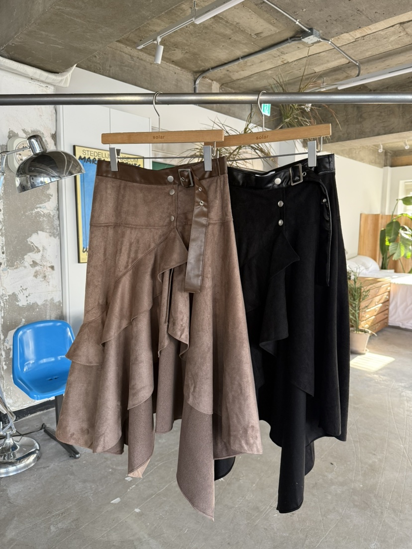 SOLAR東大門㊣代購女士新款真品人氣25秋冬半身裙中短裙麂皮SOLAR半身裙/中短裙