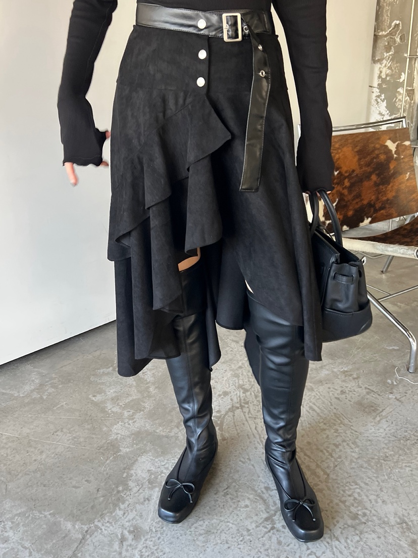 SOLAR東大門㊣代購女士新款真品人氣25秋冬半身裙中短裙麂皮SOLAR半身裙/中短裙