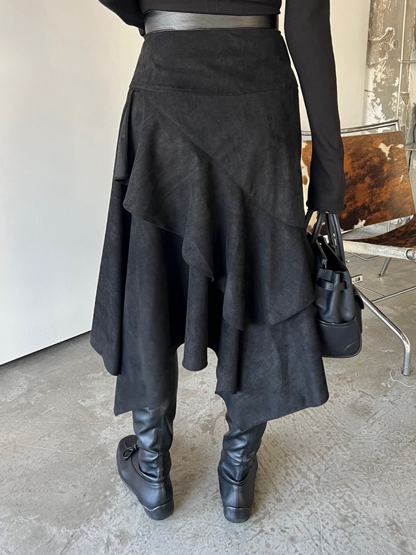 SOLAR東大門㊣代購女士新款真品人氣25秋冬半身裙中短裙麂皮SOLAR半身裙/中短裙