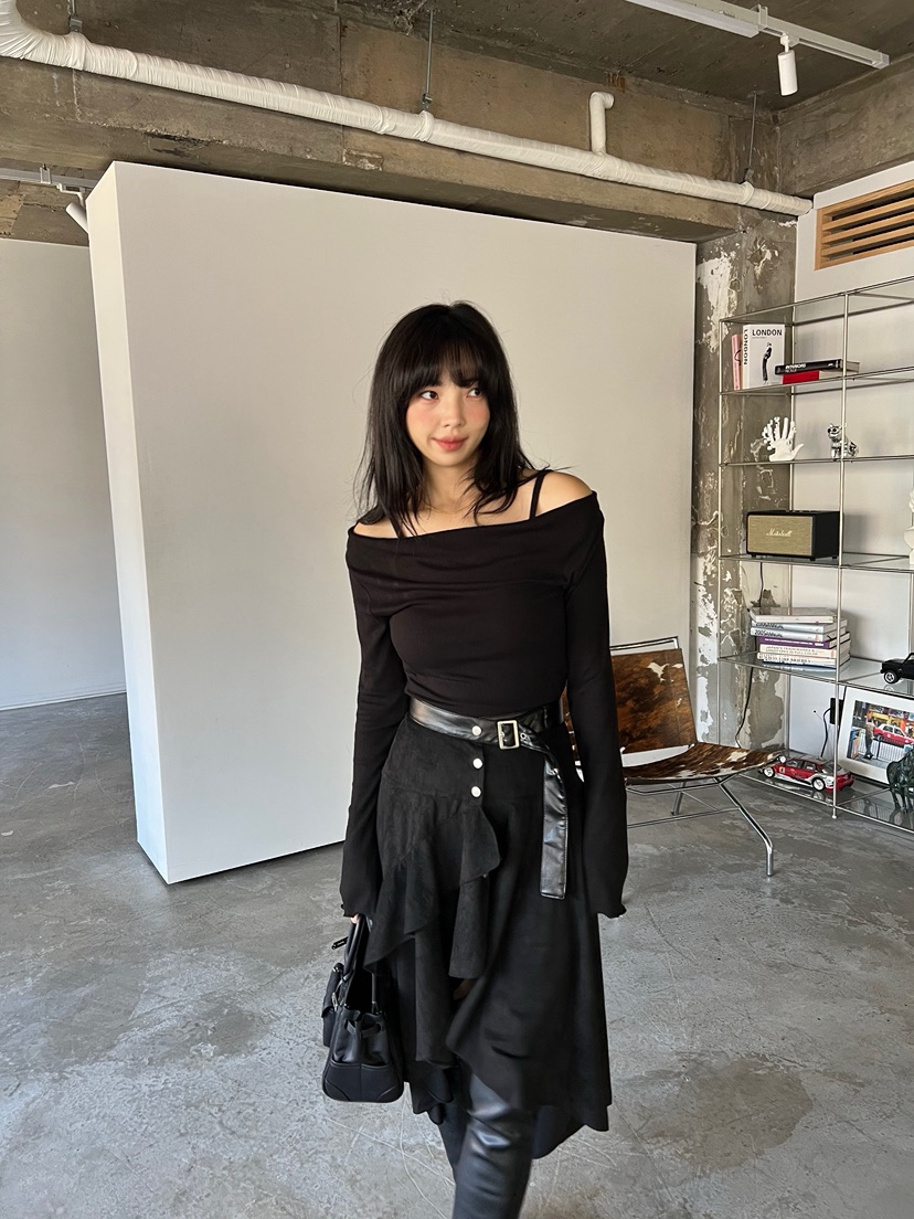 SOLAR東大門㊣代購女士新款真品人氣25秋冬半身裙中短裙麂皮SOLAR半身裙/中短裙