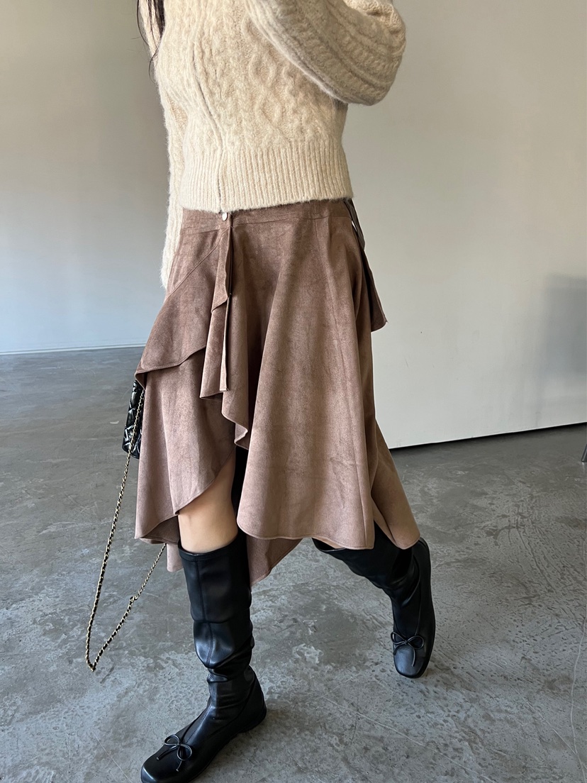 SOLAR東大門㊣代購女士新款真品人氣25秋冬半身裙中短裙麂皮SOLAR半身裙/中短裙