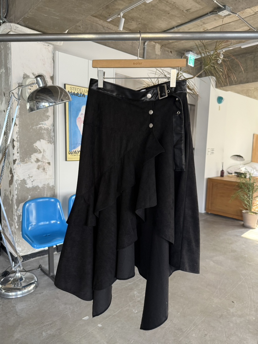 SOLAR東大門㊣代購女士新款真品人氣25秋冬半身裙中短裙麂皮SOLAR半身裙/中短裙圖色2