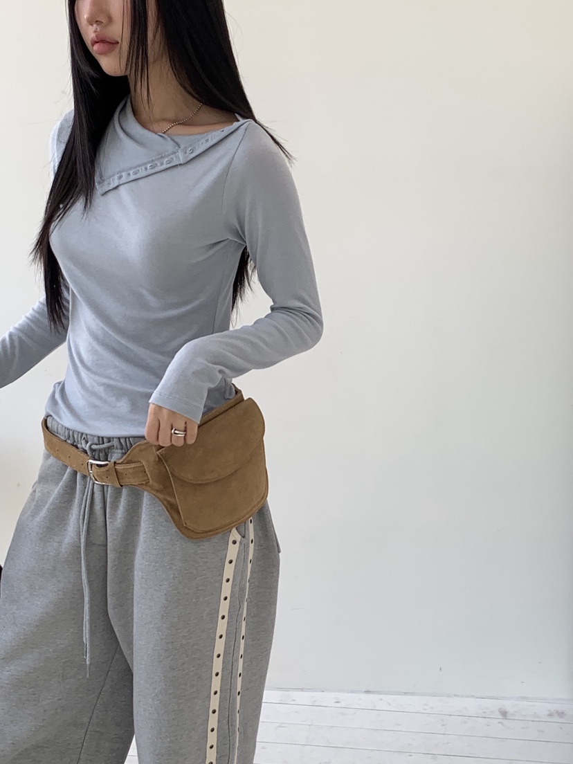 SUNDER MARKET韓國代購㊣女士新款真品推薦長袖T恤羊毛紐扣SUNDER MARKET長袖T恤