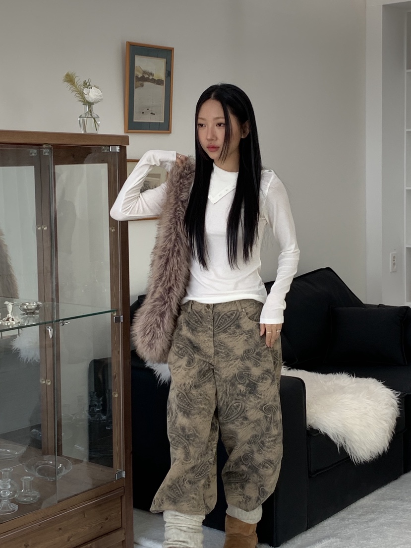 SUNDER MARKET韓國代購㊣女士新款真品推薦長袖T恤羊毛紐扣SUNDER MARKET長袖T恤