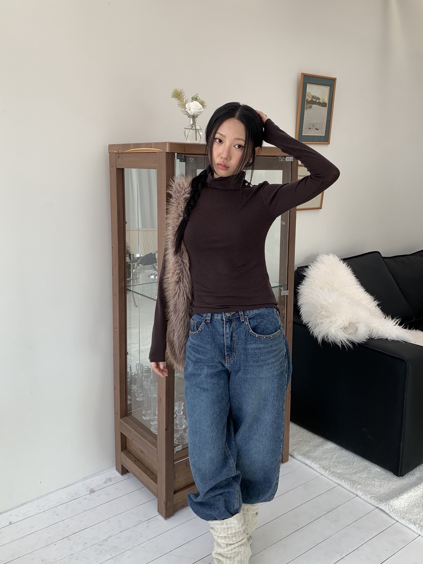 SUNDER MARKET韓國代購㊣女士新款真品推薦長袖T恤羊毛紐扣SUNDER MARKET長袖T恤