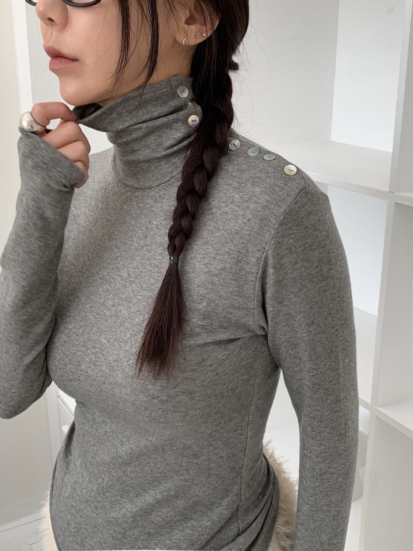 SUNDER MARKET韓國代購㊣女士新款真品推薦長袖T恤羊毛紐扣SUNDER MARKET長袖T恤