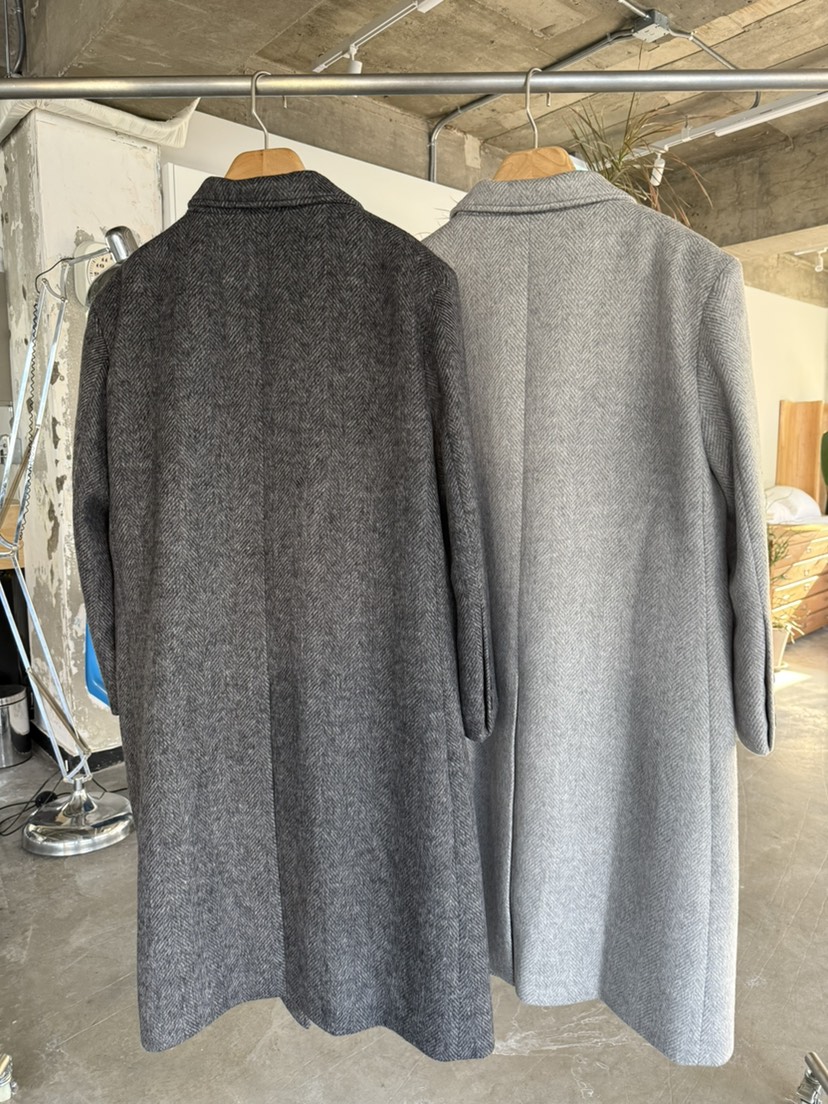 SOLAR韓國直郵㊣女裝新品熱賣休閑推薦中長款大衣人字紋雙層SOLAR中長款大衣