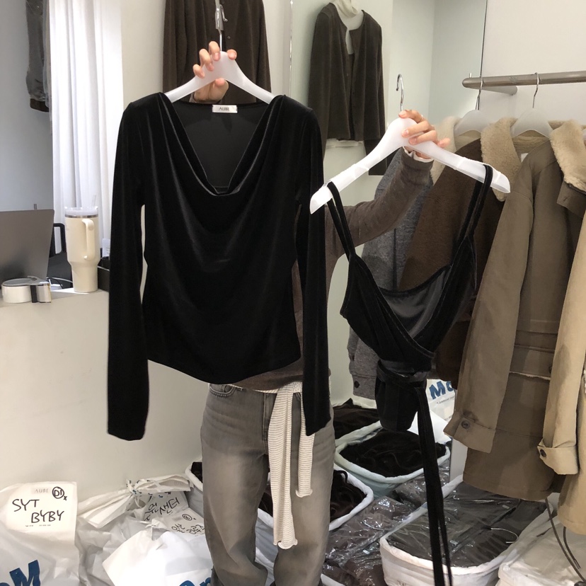 AUBE韓國直郵㊣女裝新品休閑人氣職業時尚熱賣真品套裝天鵝絨AUBE套裝圖色2