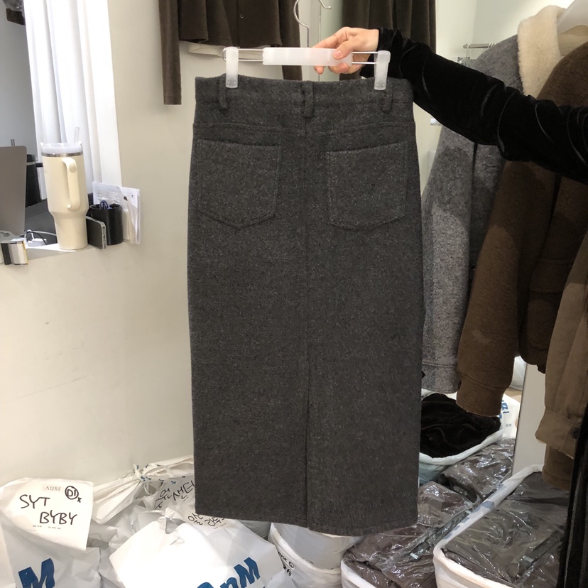 AUBE東大門㊣代購女裝新品職業時尚25秋冬半身裙中短裙羊毛AUBE半身裙/中短裙